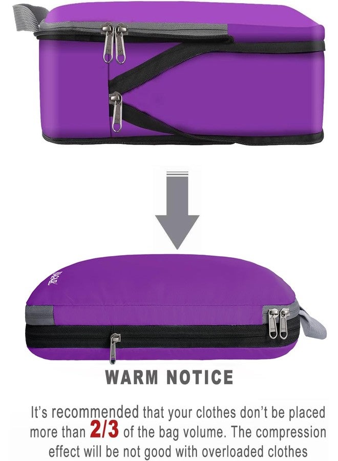 BAGAIL Bal 4 Set/6 Set Compression Packing Cubes Travel Expandable Packing Organizers(Purple,4 Set) - Image 3