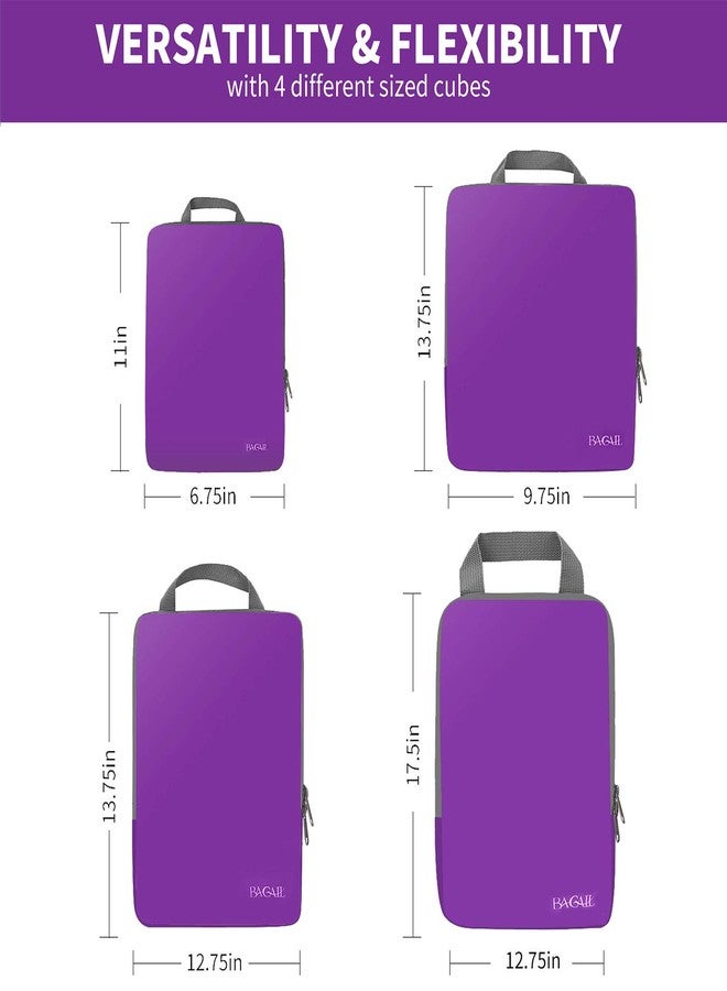 BAGAIL Bal 4 Set/6 Set Compression Packing Cubes Travel Expandable Packing Organizers(Purple,4 Set) - Image 2
