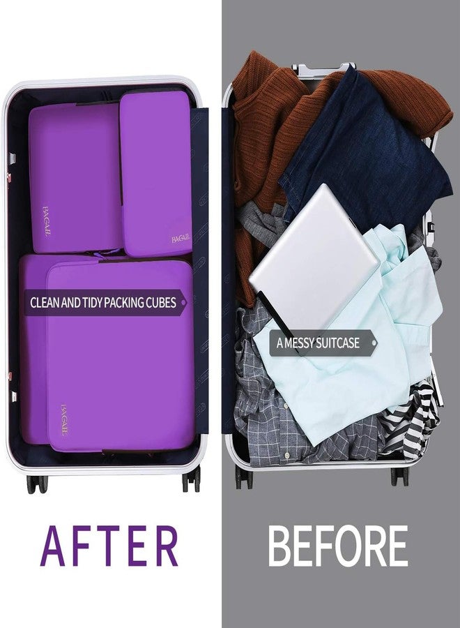 BAGAIL Bal 4 Set/6 Set Compression Packing Cubes Travel Expandable Packing Organizers(Purple,4 Set) - Image 5