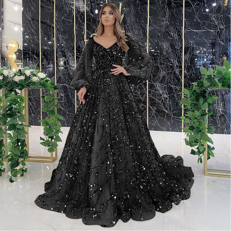 فستان سهرة فاخر مزين بالخرز طويل رسمي للحفلات - Image 5