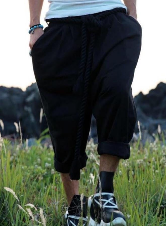 Men's retro loose thick waist rope casual harem pants  - Image 4