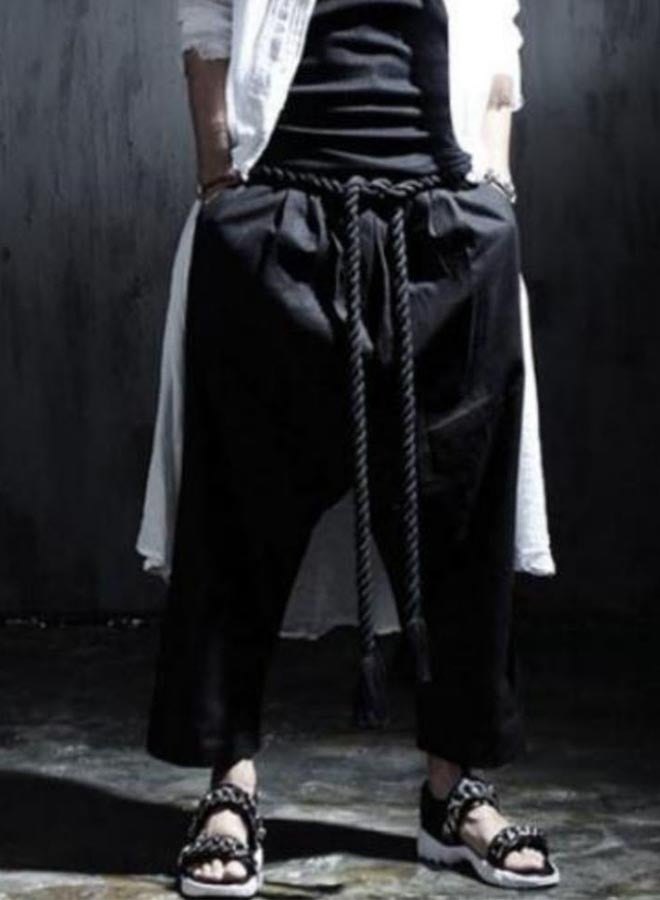 Men's retro loose thick waist rope casual harem pants  - Image 3