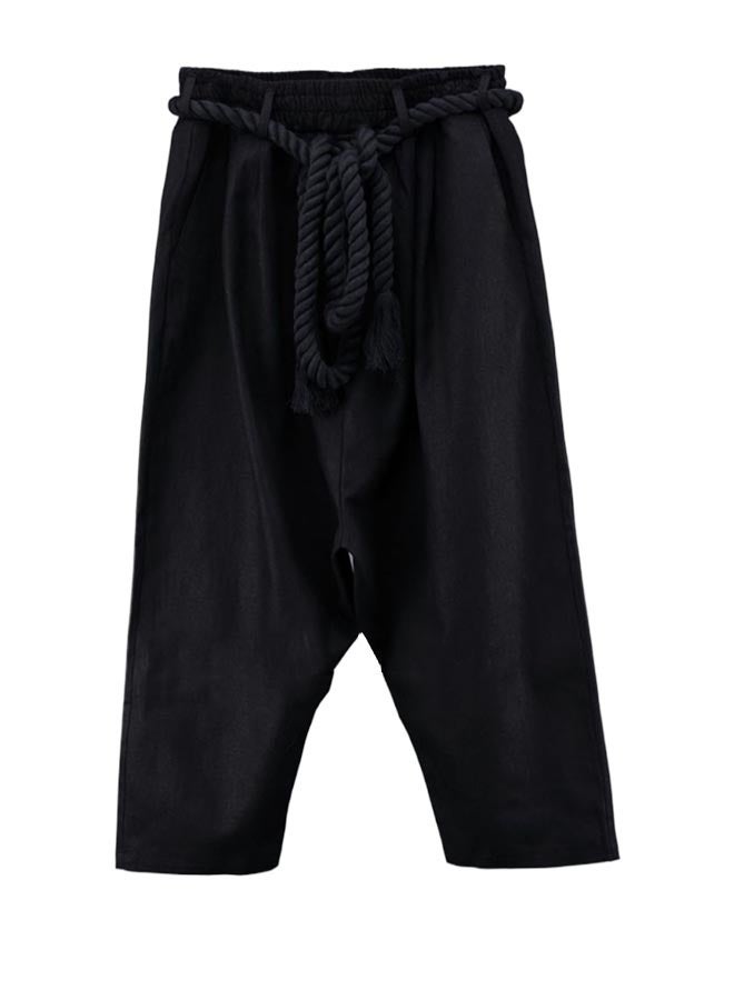 Men's retro loose thick waist rope casual harem pants  - Image 1