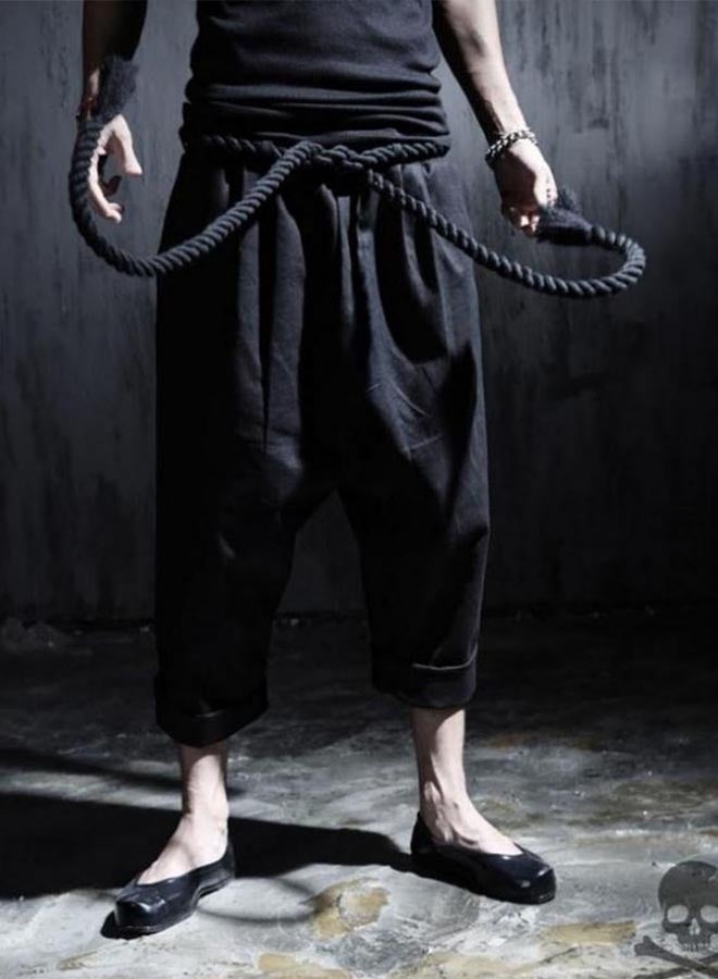 Men's retro loose thick waist rope casual harem pants  - Image 2