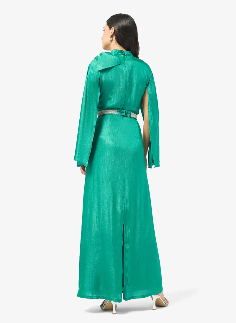 Golden Apple High Neck Belted Maxi Dress