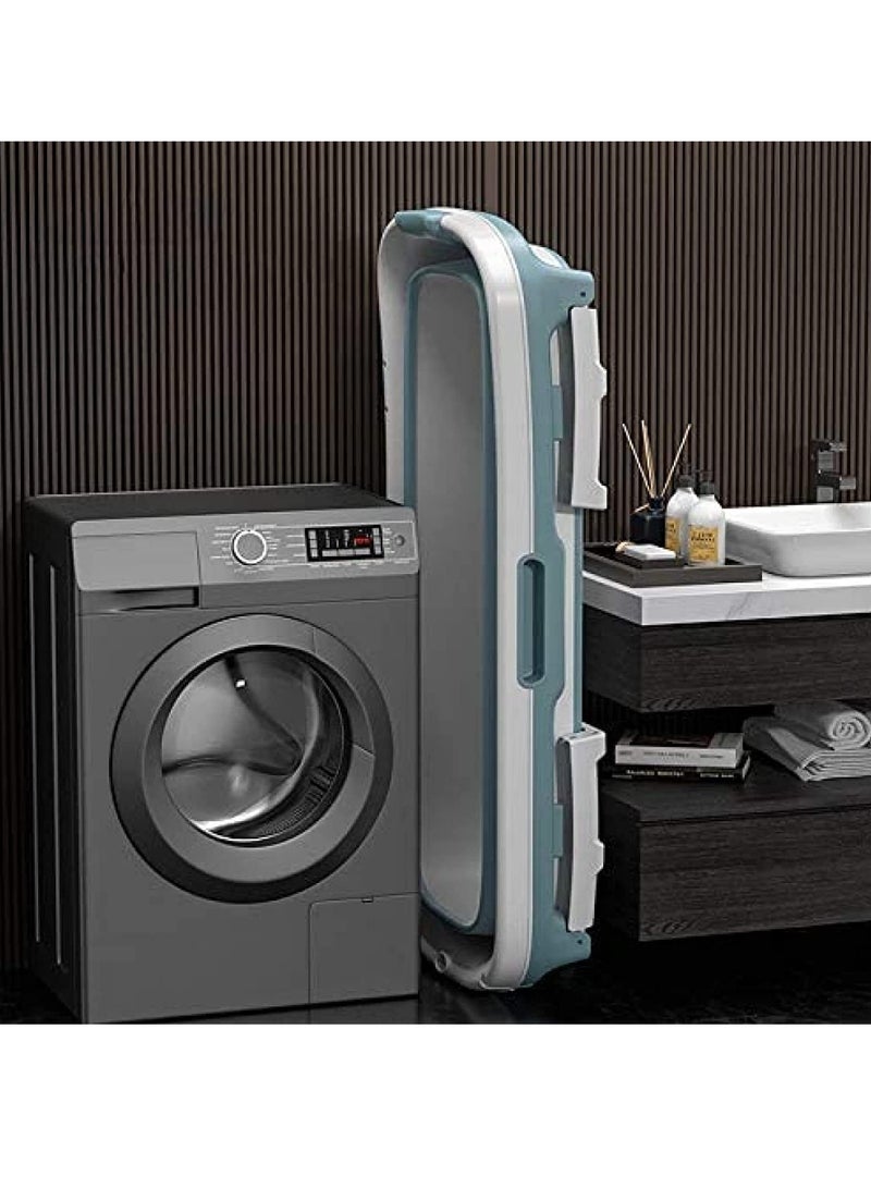 DubaiGallery Portable Bathtub For Adults, Foldable Children Tub Household Bath Basin, Constant Temperature with Cover Blue - Image 4