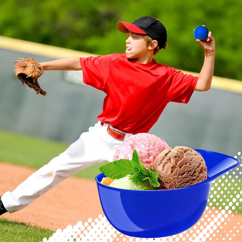 RONRONS 12 Pieces Baseball Helmet Ice Cream Bowls 8 oz Mini Baseball Cap Snack Bowls Plastic Sundae Bowl Kids Chip Cups for Party Dessert Supplies - Image 3