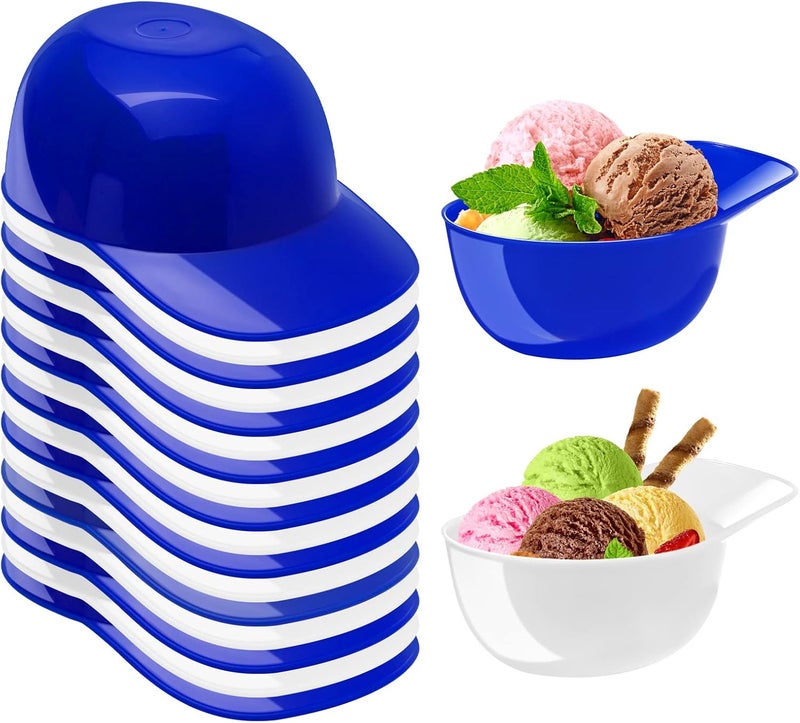 RONRONS 12 Pieces Baseball Helmet Ice Cream Bowls 8 oz Mini Baseball Cap Snack Bowls Plastic Sundae Bowl Kids Chip Cups for Party Dessert Supplies - Image 1