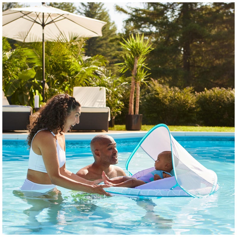 SwimWays عوامة الربيع للأطفال من سويمايز، عوامة مسبح للأطفال مع مظلة وحماية من الأشعة فوق البنفسجية، ملحقات مسبح للأطفال من 3-9 أشهر، حورية البحر - Image 4