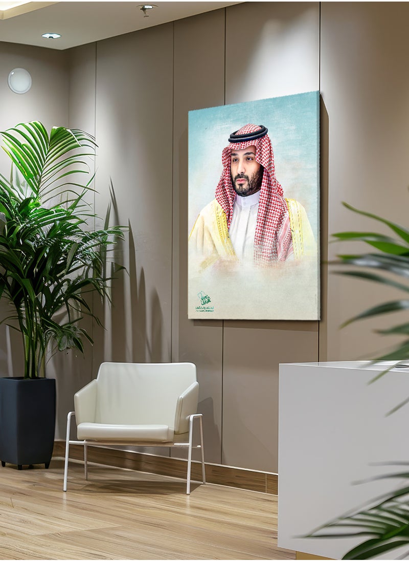 LOWHA Canvas Wall Art Stretched Over Wooden Frame with Prince Mohamed Bin Salman Painting For Saudi National Day  - Image 2