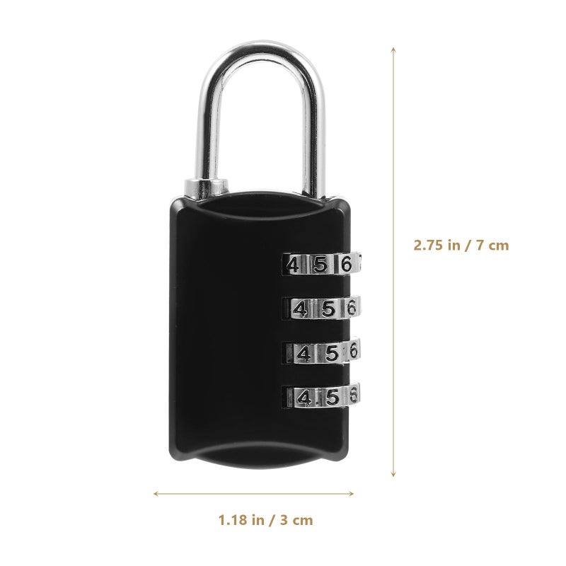 4 Digit Combination Lock for Gym Locker Metal Padlock Luggage Zipper Black - Image 3