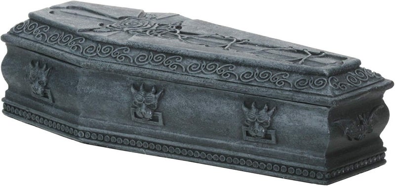 Summit Collection Gothic Gargoyle Coffin Box with Rose Cross Design for Jewelry and Trinkets - Image 1