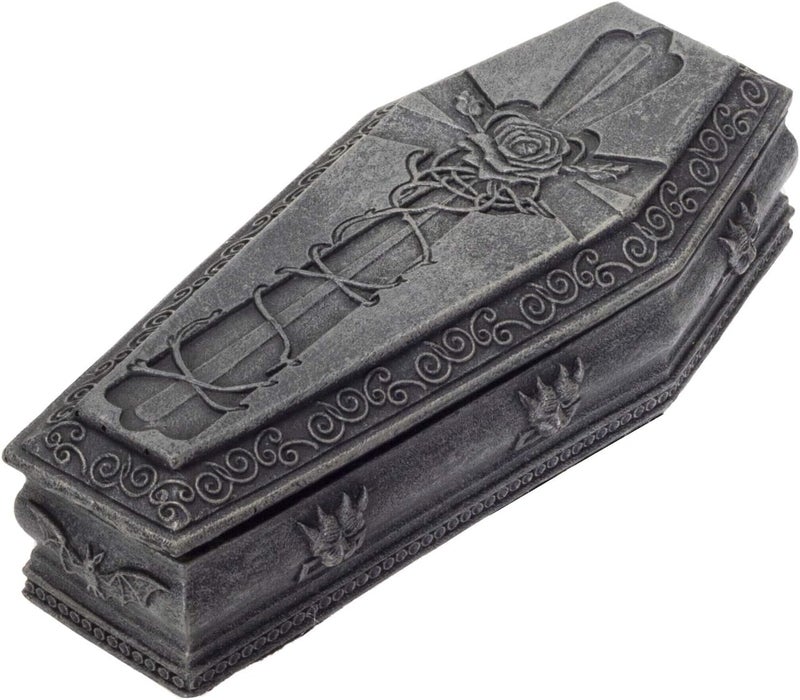 Summit Collection Gothic Gargoyle Coffin Box with Rose Cross Design for Jewelry and Trinkets - Image 2