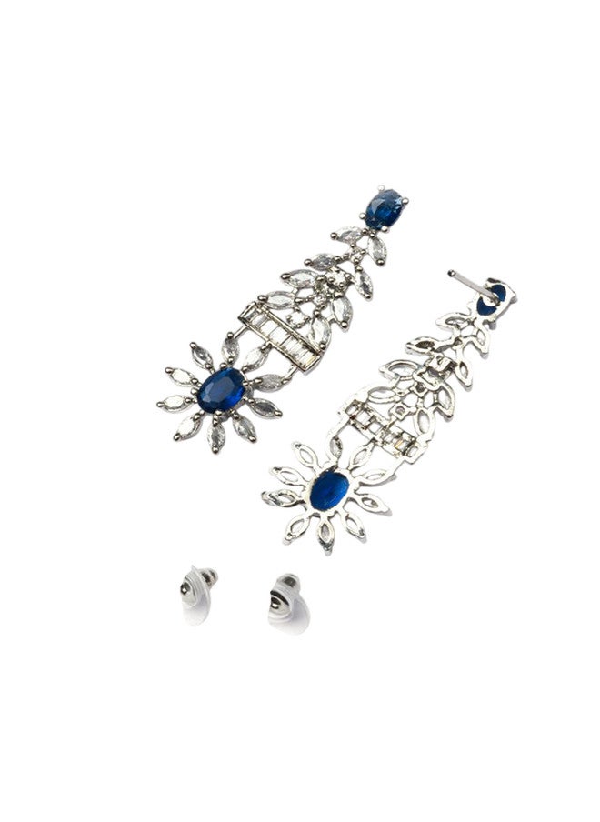 StileAdda Silver-Plated Cubic Zirconia & American Diamond-Studded Jewellery Set - Image 5