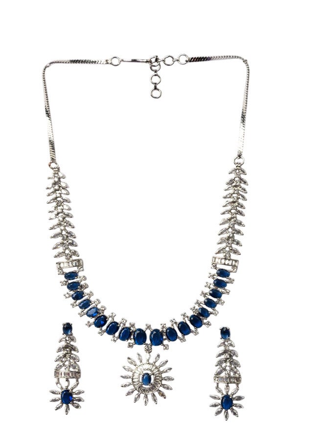 StileAdda Silver-Plated Cubic Zirconia & American Diamond-Studded Jewellery Set - Image 2