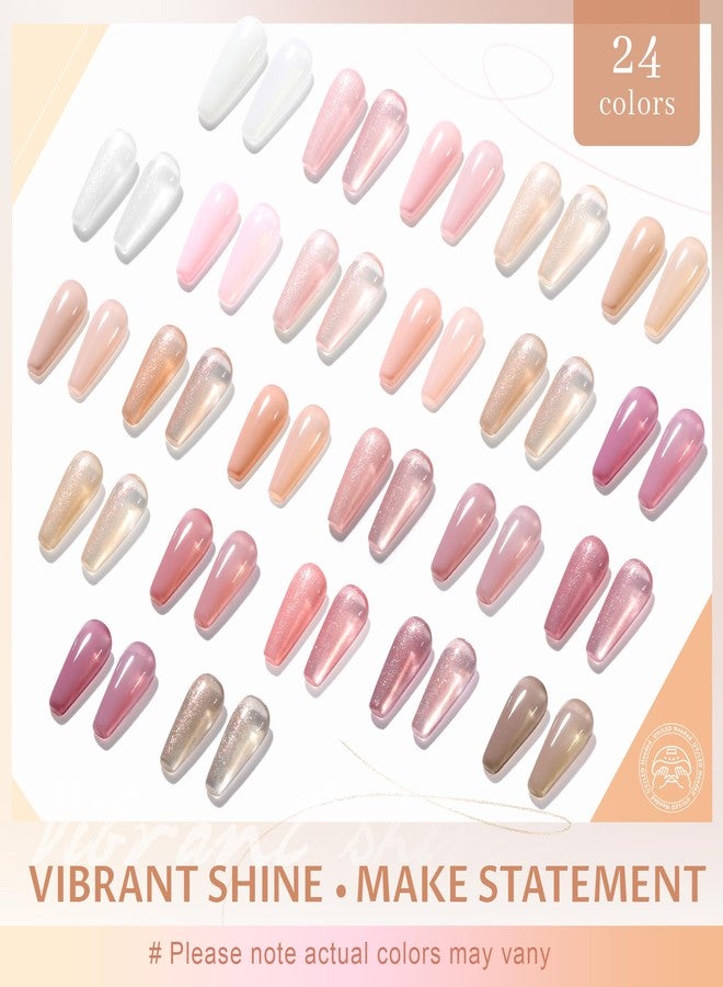 ABAC Solid Jelly Gel Nail Polish Set Hema Free Sheer 24 Colors w/Dual Brush - Nude Pink Shades,Non-Toxic & Transparent Long-Lasting Soak-Off Gel Kit for Home & Salon Use-Spring/Summer Nails - Image 3