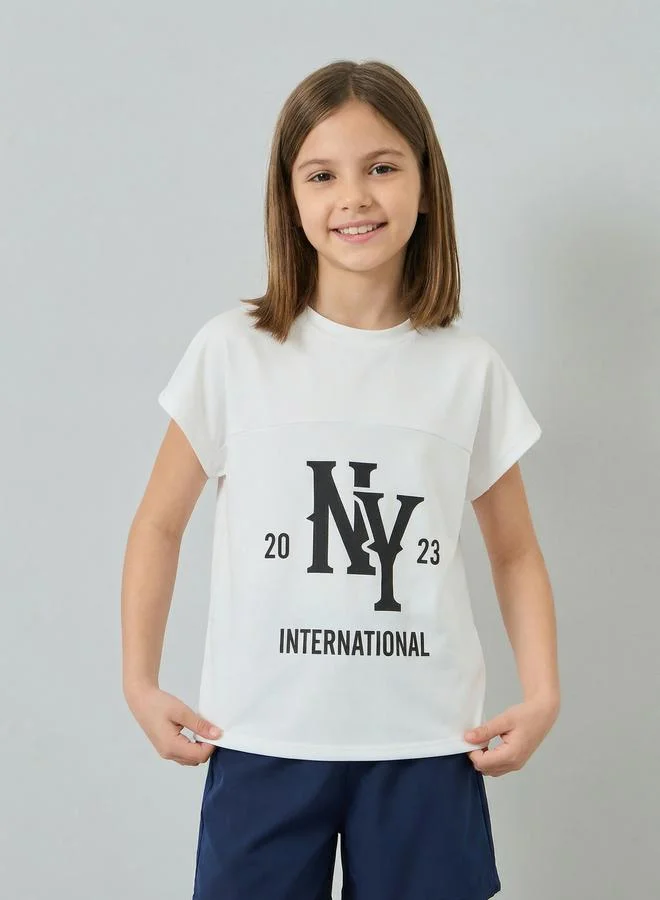 Styli Kids Graphic Print T-Shirt And Cargo Trousers Set