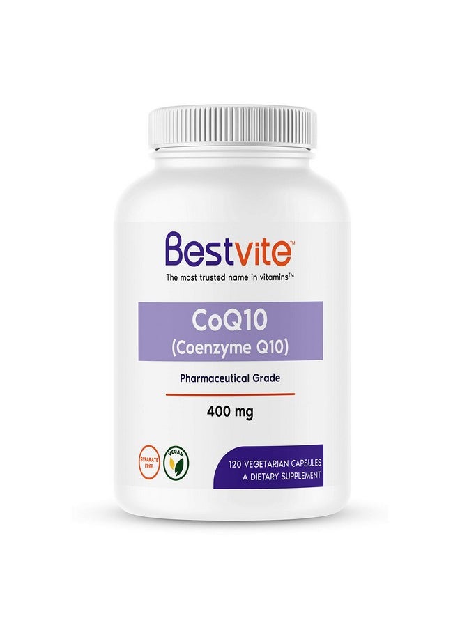 BESTVITE - Coenzyme Coq10 400Mg (120 Vegetarian Capsules) Naturally Fermented No Stearates Vegan Gluten Free Non Gmo - Image 1