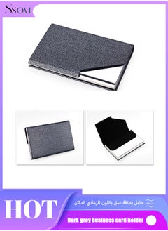 Ssovi Portable Practical Metal Business Card Holder, Fashionable Business Card Box，Business Card Case, Business Card Holderfor Men and Women, Pocket Metal Card Case,Stainless Steel Card Holder Dark Gray  - Image 1