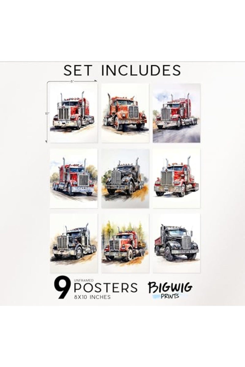 BigWig Prints Semi Truck Decor - Unframed 9 PCS (8x10”) - Image 3