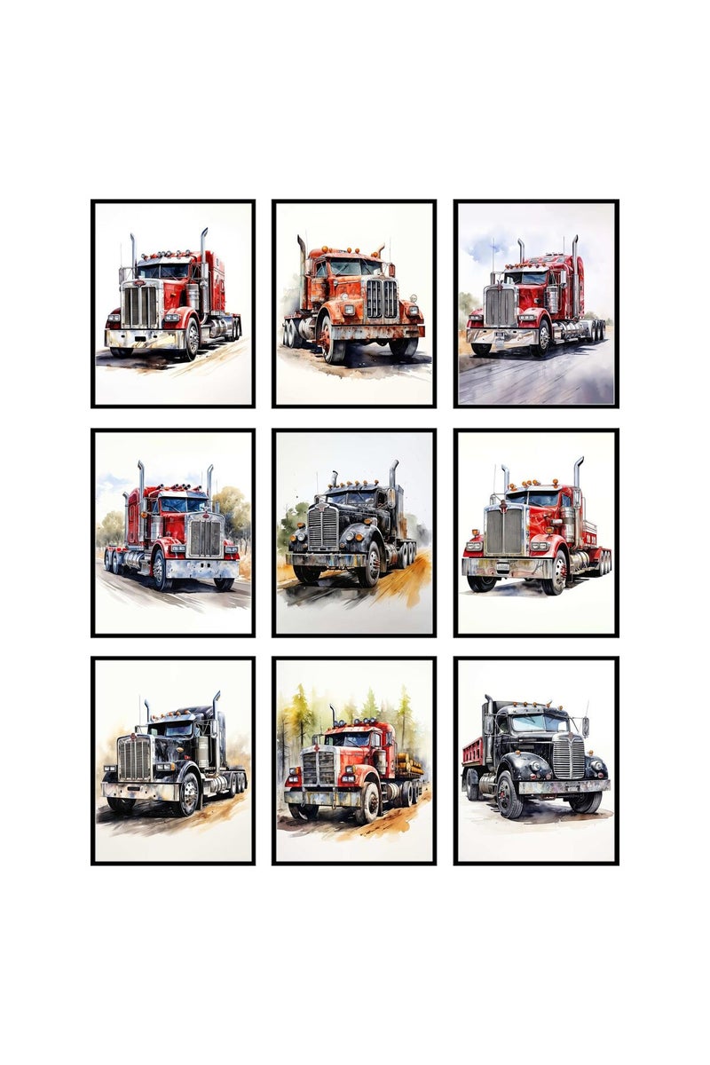 BigWig Prints Semi Truck Decor - Unframed 9 PCS (8x10”) - Image 1