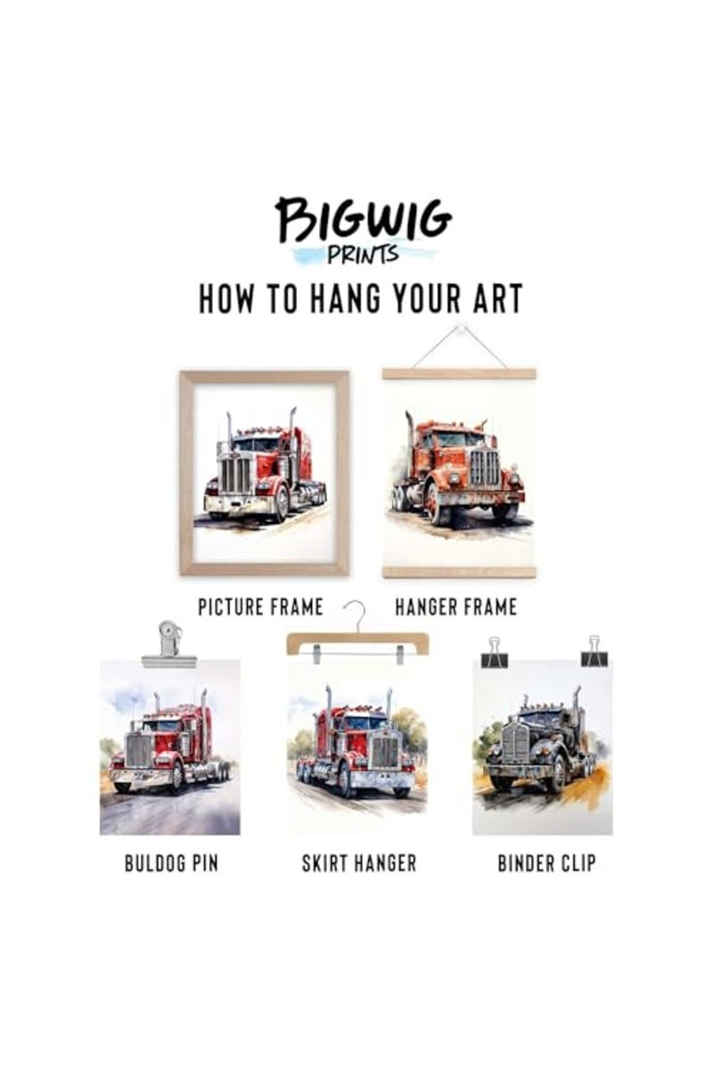 BigWig Prints Semi Truck Decor - Unframed 9 PCS (8x10”) - Image 5