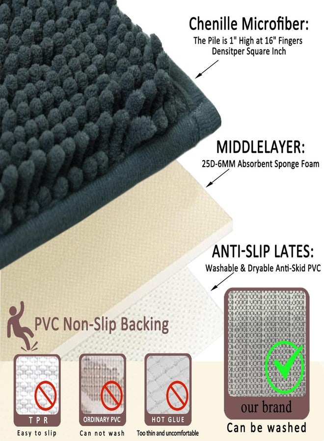 Flotstiga Bathroom Rugs Sets 3 Piece Non Slip,Bath Rugs with PVC Backing Bath Carpet,Bathroom Rug Washable,Absorbent,Plush Carpet Mats,Bath Mats for Bedroom, Kitchen,Tub,Home Decor(Dark Grey) - Image 5