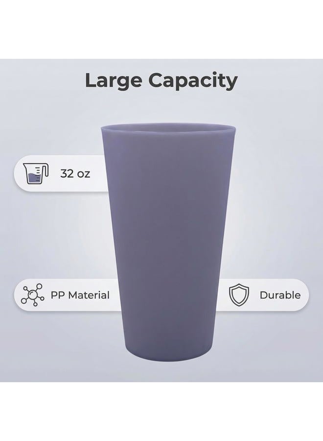 WEXINHAO 32 oz Plastic Cups Reusable, Unbreakable Plastic Tumblers set of 8, BPA Free Microwave & Dishwasher Safe Eco-Friendly Drinks Cup for Kitchen, Home, Office, Outdoor (Grey Stone) - Image 2