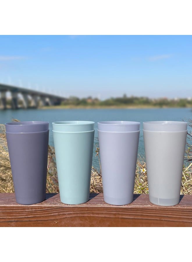 WEXINHAO 32 oz Plastic Cups Reusable, Unbreakable Plastic Tumblers set of 8, BPA Free Microwave & Dishwasher Safe Eco-Friendly Drinks Cup for Kitchen, Home, Office, Outdoor (Grey Stone) - Image 4