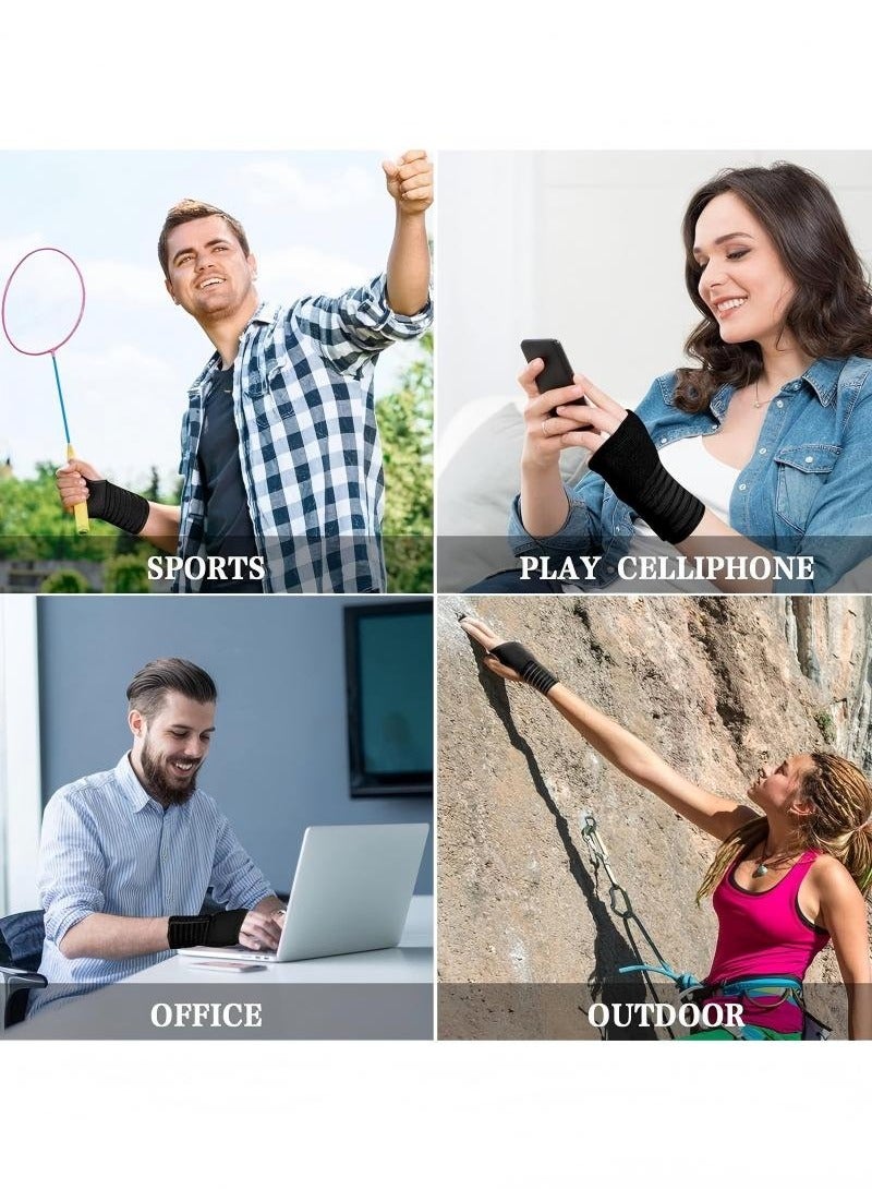 Wrist Brace, 2 Pack Elastic Wrist Support with Strap, Wrist Compression Wrap Adjustable Wrist Strap Relieves Wrist Pain, Tendonitis, Sports Use for Men and Women, Right & Lef(Black) - Image 5