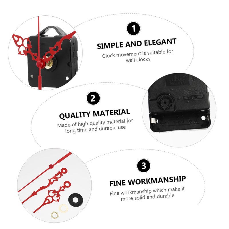 Retro Mute Wall Clock Silent Movement Kit 3 Sets Easy Install For Living Room - Image 3