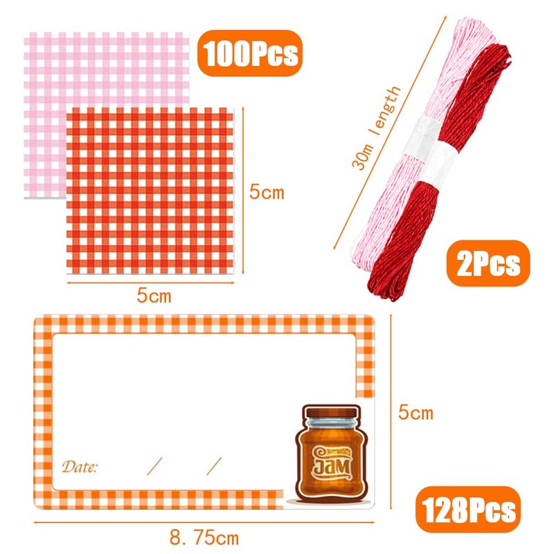 TRKETK 128 Pièces Kit de Nappes en Papier avec Étiquettes, Étiquettes Autocollantes Vintage Kit de Décoration de Pot de Confiture pour Cadeau, Fête de Mariage, Artisanat, Pâtisserie (Rose, Rouge) - Image 2
