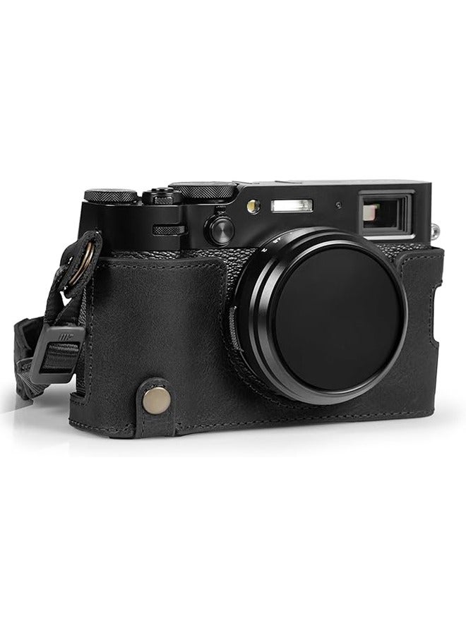 Unewshi Case for Fujifilm X100VI Camera Bag, Genuine Leather Half Camera Case ,  Portable and Protecting Camera  - Image 1