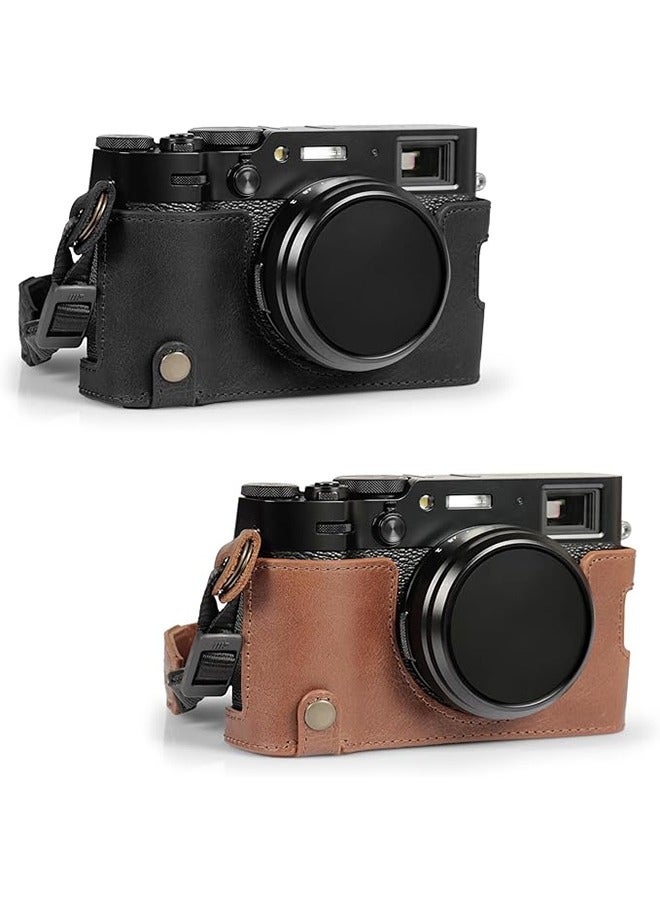Unewshi Case for Fujifilm X100VI Camera Bag, Genuine Leather Half Camera Case ,  Portable and Protecting Camera  - Image 2