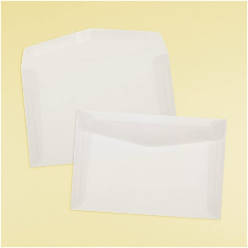 JAM Paper 6 x 9 Booklet Translucent Vellum Envelopes - Clear - 50/Pack - Image 4