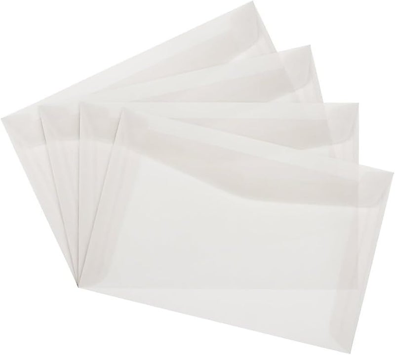 JAM Paper 6 x 9 Booklet Translucent Vellum Envelopes - Clear - 50/Pack - Image 3