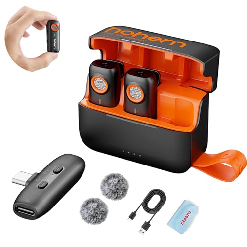 hohem MIC01 Wireless Lavalier Microphone 3Level Noise Cancelling Builtin TF Card Slot Remote Shutter Control Clip OnMagnet Mic for Smartphone Camera Laptop Tablet - Image 1