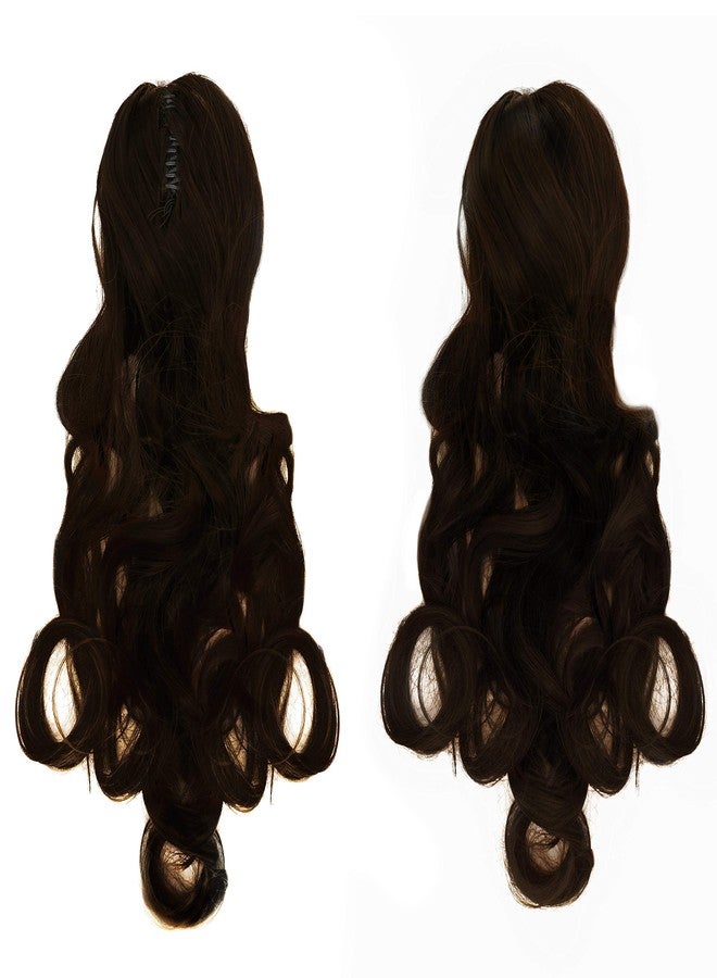 Rapidsflow® Curly Clutcher Ponytail Hair Extensions For Women And Girls Dark Brown - Image 1