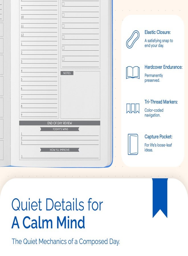 Panda Planner Classic A5 Daily Planner 2026 - Undated Daily & Quarterly Planner with Hourly Schedule, Productivity Calendar, To Do List, Goal Planner, Habit Tracker & Gratitude Journal for Home or Office - Blue - Image 5