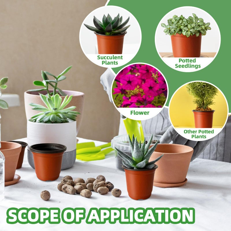 Baaxxango 200 PCS Plastic Nursery Pots,4 Inch Seedling Starting Pot with Holes,Flower Plant Container for Succulent,Seed,Cuttings,Transplanting - Image 4