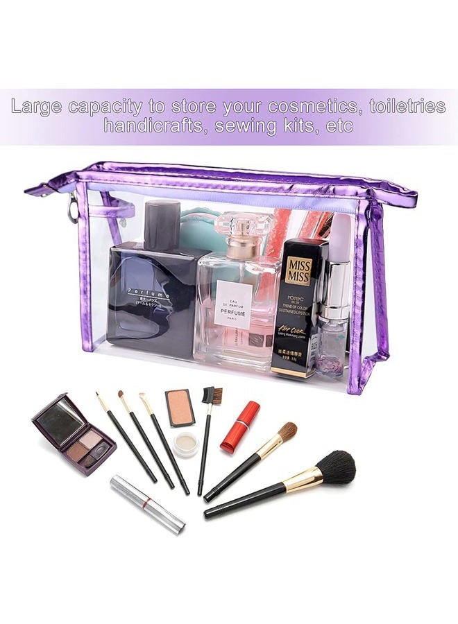 Meetory 5 Pcs Clear Waterproof Cosmetic Bag with Zipper, PVC Transparent Plastic Makeup Organizing Bags Travel Toiletry Pouch for Bathroom, Vacation and Organizing - Image 5