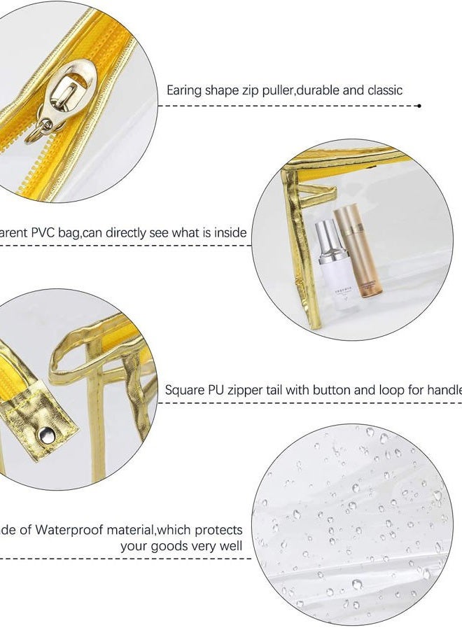 Meetory 5 Pcs Clear Waterproof Cosmetic Bag with Zipper, PVC Transparent Plastic Makeup Organizing Bags Travel Toiletry Pouch for Bathroom, Vacation and Organizing - Image 4