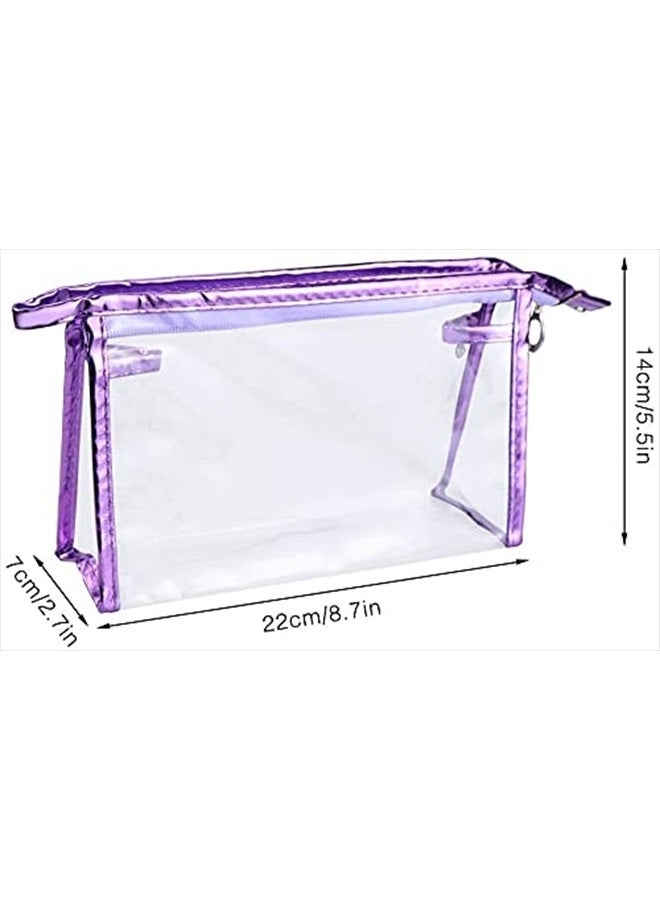 Meetory 5 Pcs Clear Waterproof Cosmetic Bag with Zipper, PVC Transparent Plastic Makeup Organizing Bags Travel Toiletry Pouch for Bathroom, Vacation and Organizing - Image 3