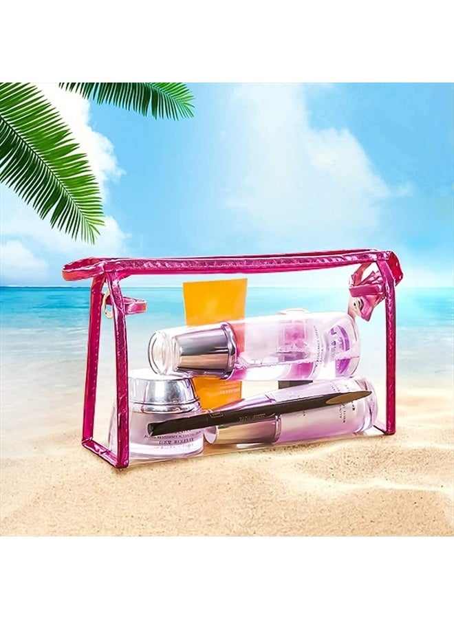 Meetory 5 Pcs Clear Waterproof Cosmetic Bag with Zipper, PVC Transparent Plastic Makeup Organizing Bags Travel Toiletry Pouch for Bathroom, Vacation and Organizing - Image 2