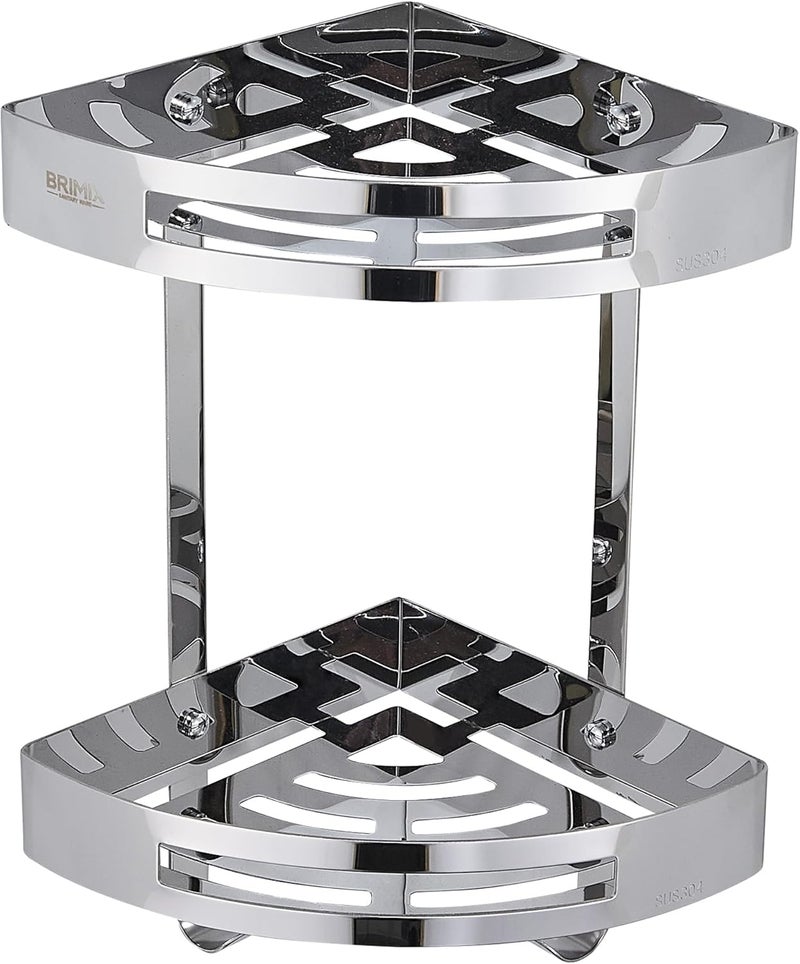 BRIMIX Hanging space save Bathroom Shelves SUS 304 Stainless Steel Shower Caddy Shelf Wall Mounted Shower Rack Corner Shower Organizer Occasional & permanent usable - Image 1