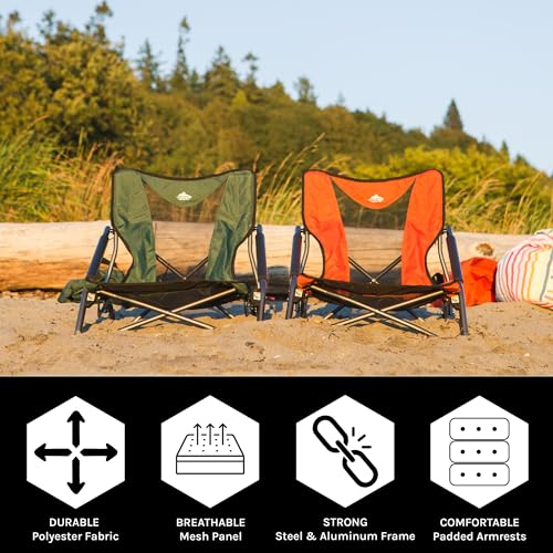 Cascade Mountain Tech Camping Chair - Low Profile Folding Chair for Camping, Beach, Picnic, Barbeques, Sporting Event with Carry Bag , Black - Image 2