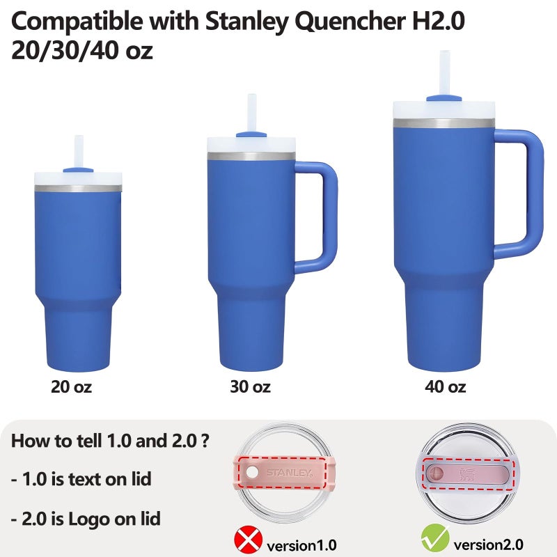 DUNLAGUE مجموعة سدادة تسرب السيليكون متوافقة مع ستانلي كأس 2.0 30oz و 40oz مع غطاء القش (مجموعة من 2 قزحية) - Image 4