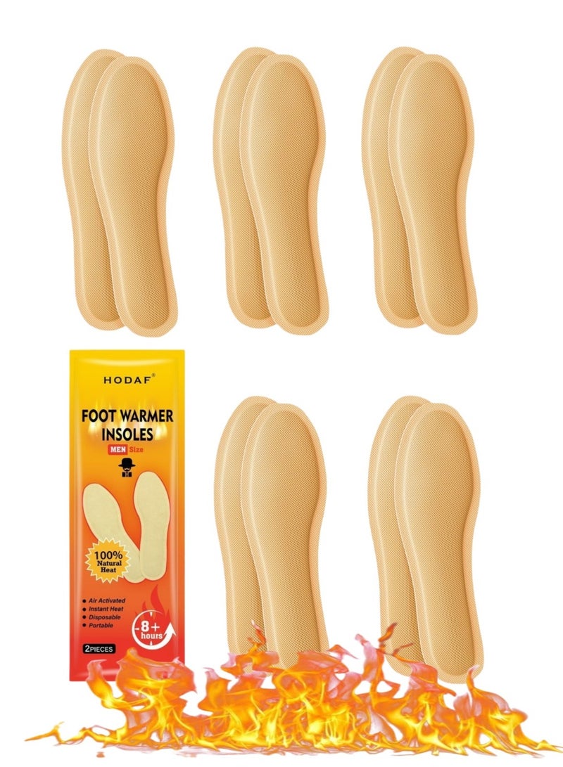 Hodaf 5 Pairs of Men's Foot Warming Insoles - Long-Lasting Safe Natural Odorless Air-Activated Insole Warmers - Heated for Up to 8 Hours - Image 1