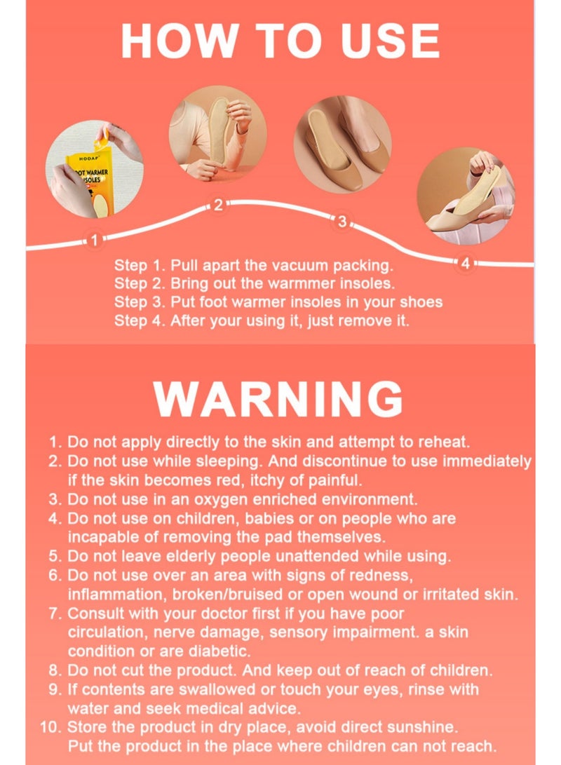 Hodaf 5 Pairs of Men's Foot Warming Insoles - Long-Lasting Safe Natural Odorless Air-Activated Insole Warmers - Heated for Up to 8 Hours - Image 5