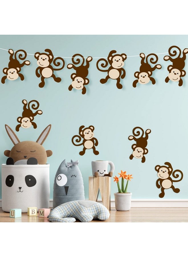 Qunclay - 24 Pcs Monkey Cutouts Jungle Party Decorations Monkeys Birthday Party Supplies Hanging Jungle Themed Animal Cutouts Paper Safari Hanging Print Wall Decor For Kids Birthday Party Baby Shower Supplies - Image 1